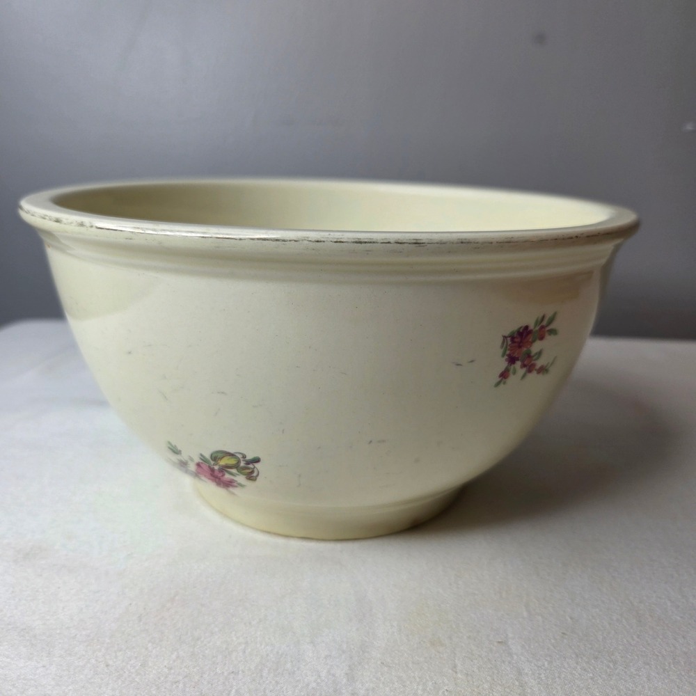Vtg Kitchen Kraft Priscilla OvenServe USA Floral Ceramic Mixing Bowl 9" 1940's